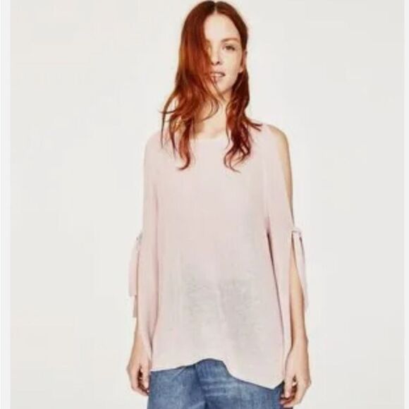 EUC ZARA KNIT WOMENS MEDIUM COLD SHOULDER TOP - Picture 1 of 6
